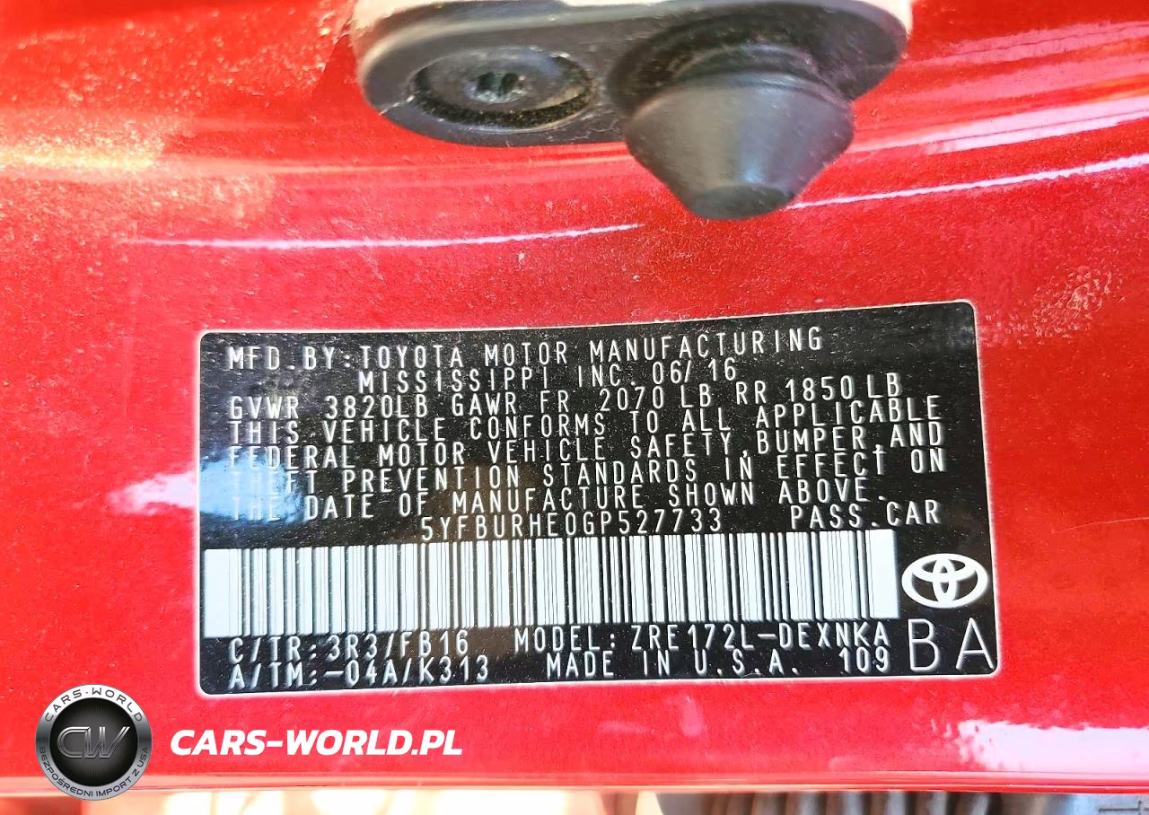 2016 Toyota Corolla Le VIN:5YFBURHE0GP527733 - 13