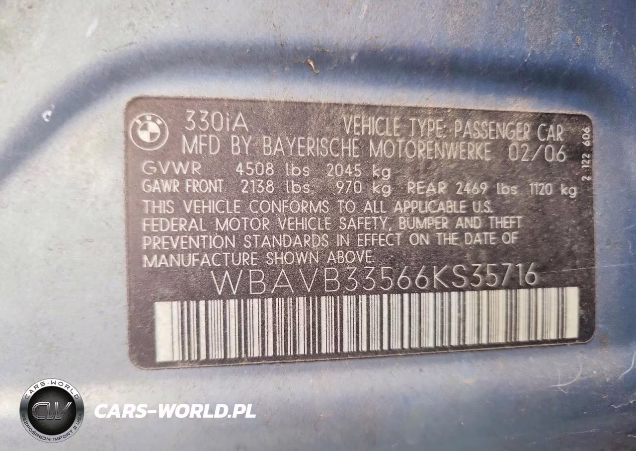 2006 BMW 330 I VIN:WBAVB33566KS35716 - 12