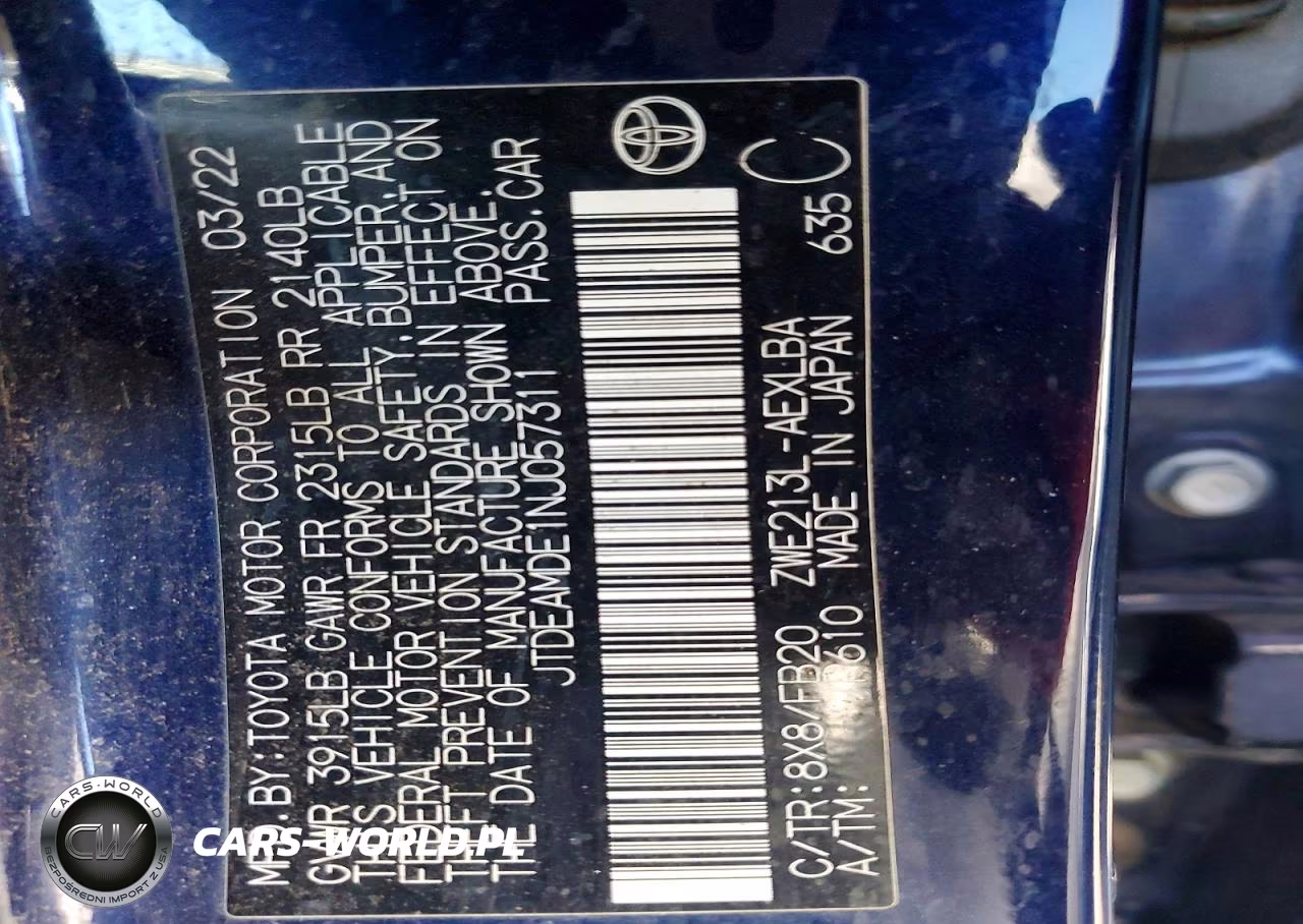 2022 Toyota Corolla Le VIN:JTDEAMDE1NJ057311 - 12