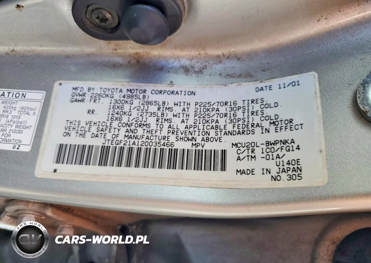 2002 Toyota Highlander Limited VIN:JTEGF21A120035466 - 13