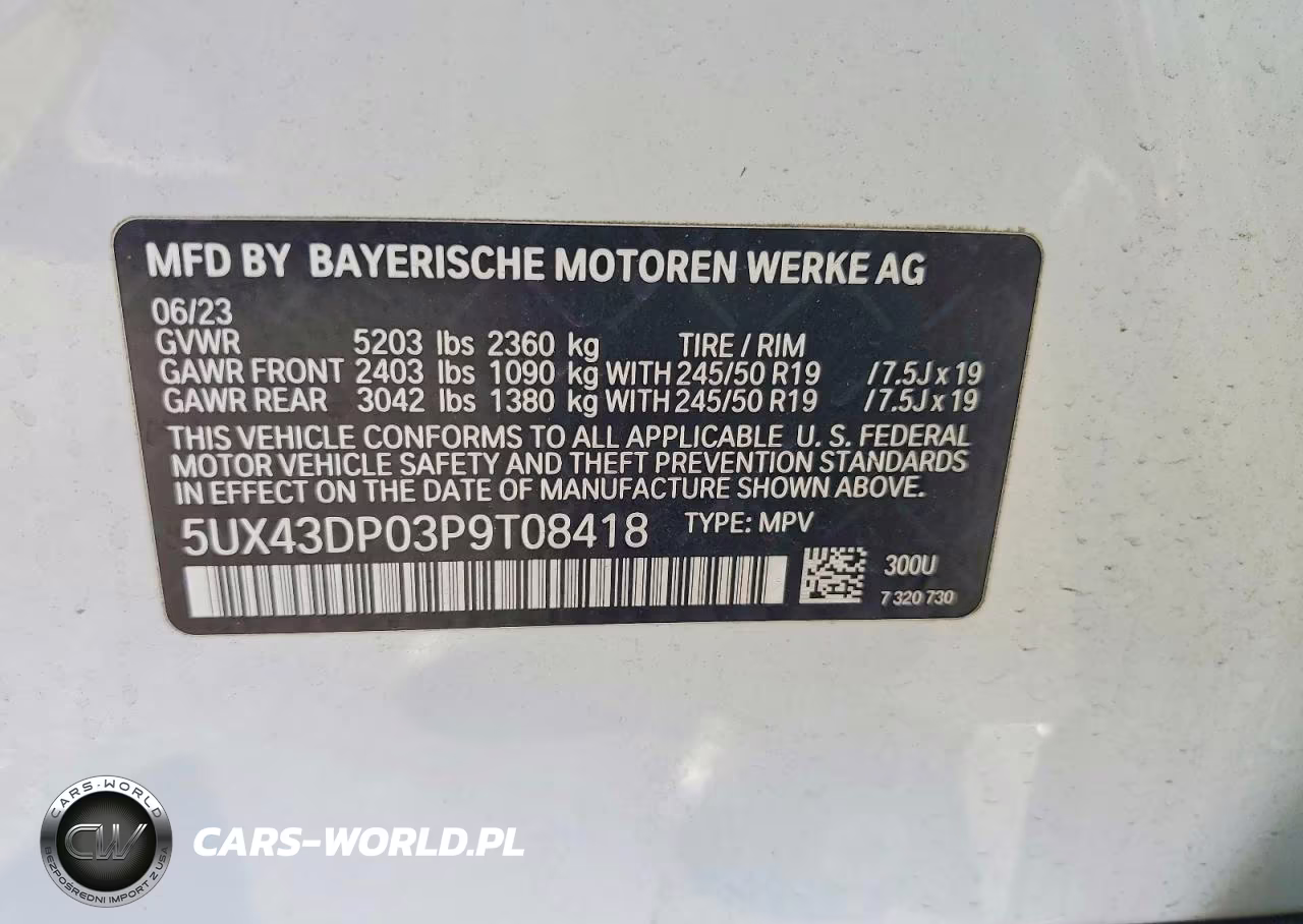 2023 BMW X3 Sdrive30I VIN:5UX43DP03P9T08418 - 14