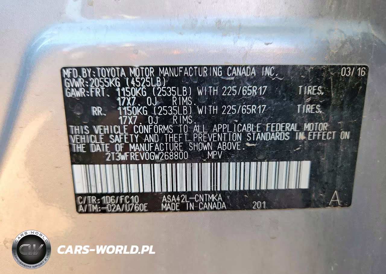 2016 Toyota Rav4 Xle VIN:2T3WFREV0GW268800 - 13