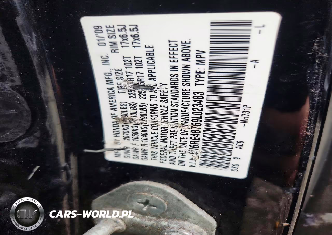 2009 Honda Cr-V Exl VIN:5J6RE48769L023483 - 13