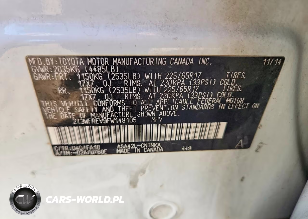 2015 Toyota Rav4 Xle VIN:2T3WFREV9FW148105 - 12