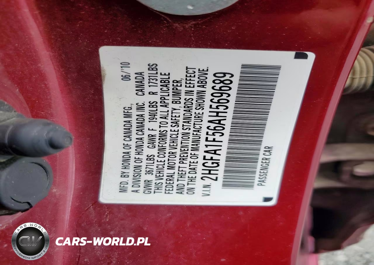 2010 Honda Civic Lx VIN:2HGFA1F56AH569689 - 12