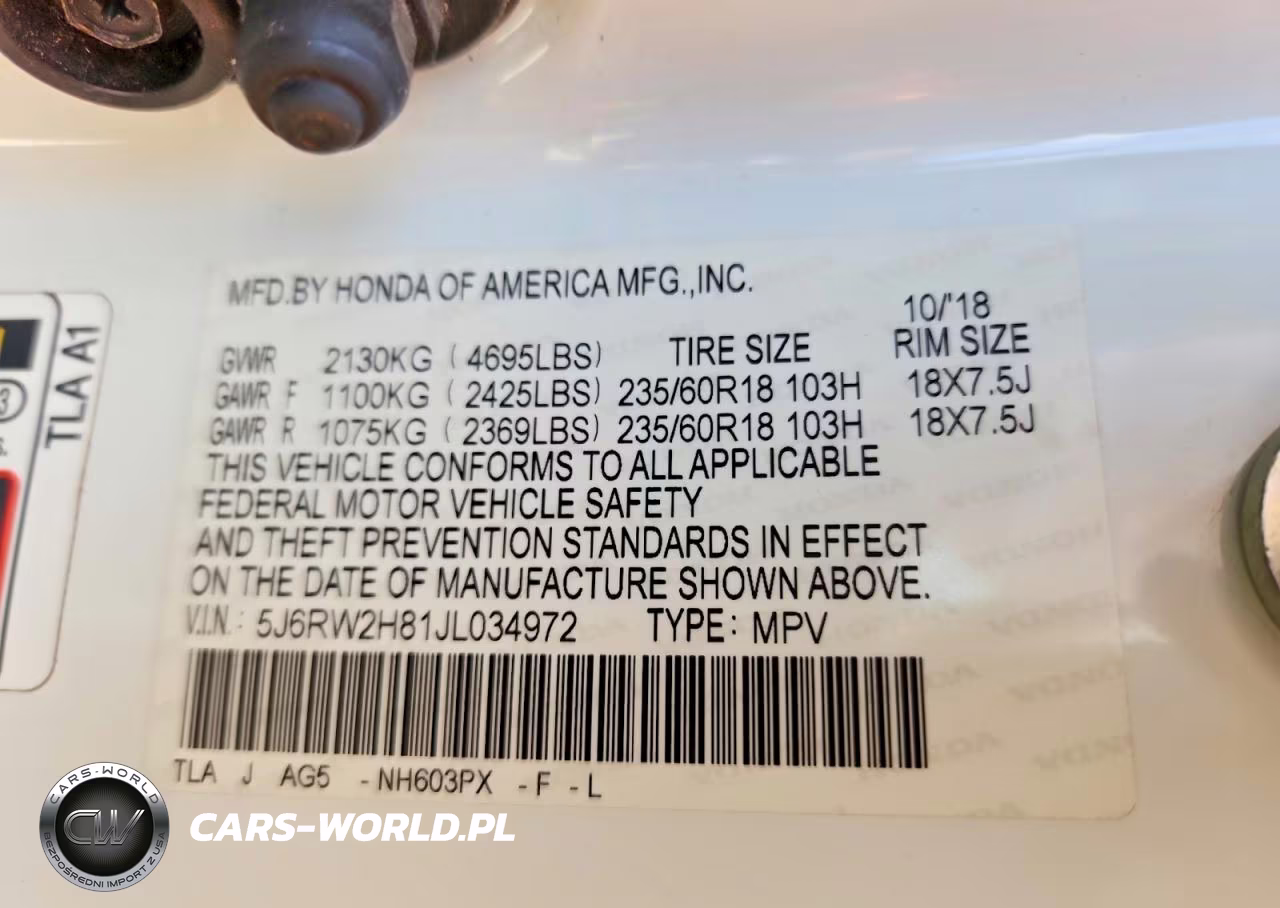 2018 Honda Cr-V Exl VIN:5J6RW2H81JL034972 - 12