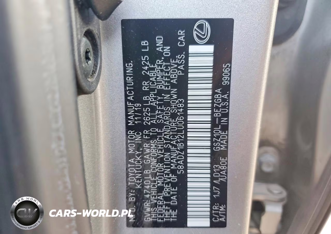2020 Lexus Es 350 VIN:58ADZ1B12LU061483 - 12