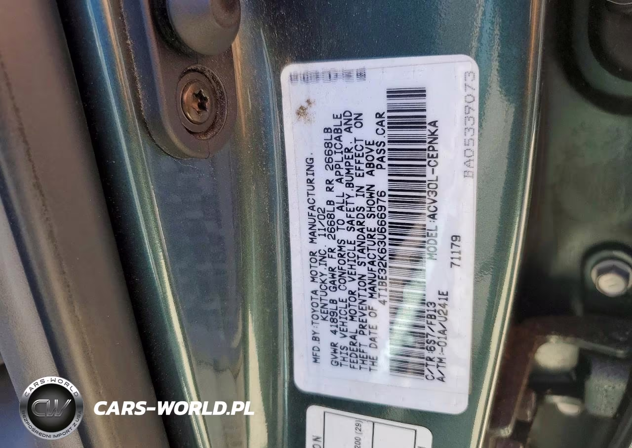 2003 Toyota Camry Le VIN:4T1BE32K63U666976 - 12