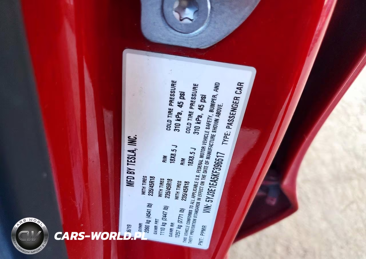 2019 Tesla Model 3 VIN:5YJ3E1EA5KF396517 - 12