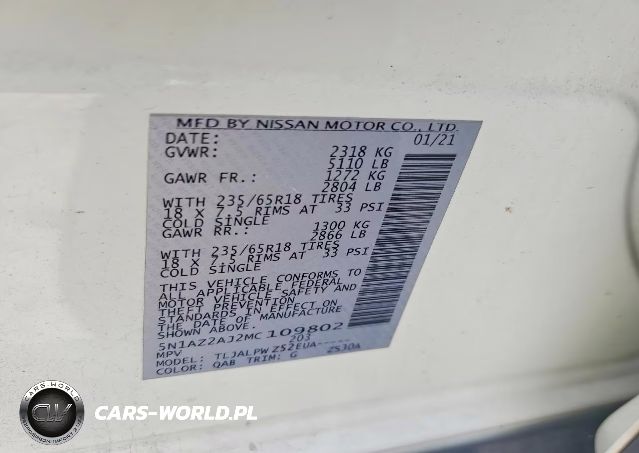 2021 Nissan Murano S VIN:5N1AZ2AJ2MC109802 - 14