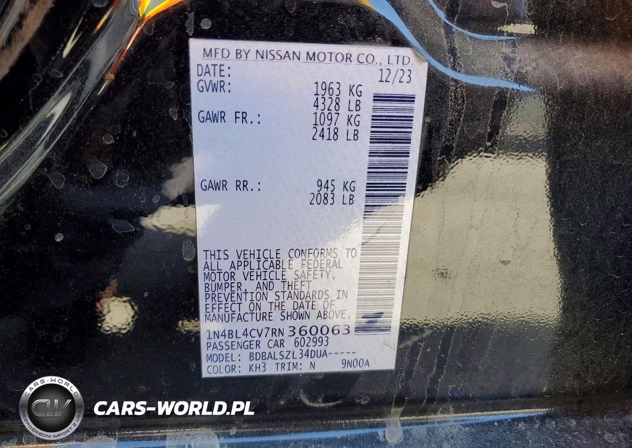 2024 Nissan Altima Sr VIN:1N4BL4CV7RN360063 - 13