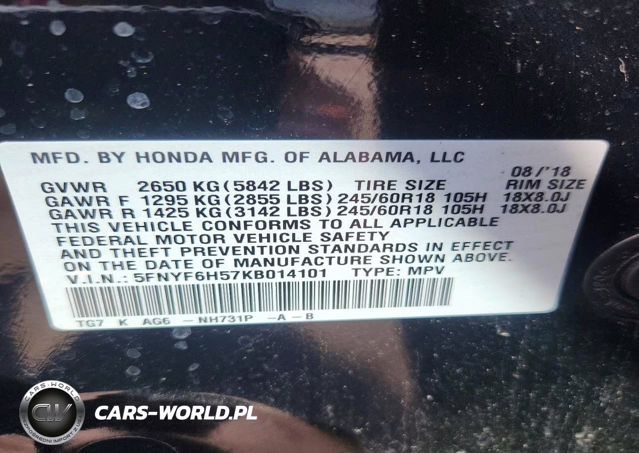 2019 Honda Pilot Exl VIN:5FNYF6H57KB014101 - 13