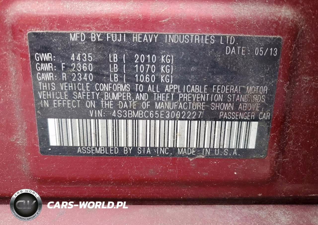 2014 Subaru Legacy 2.5I Premium VIN:4S3BMBC65E3002227 - 12
