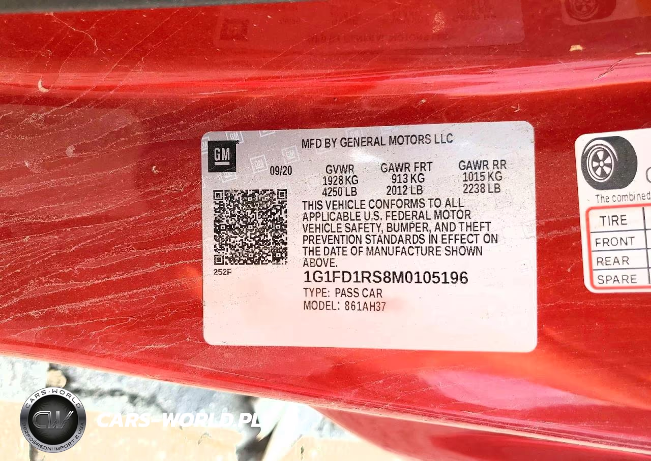 2021 Chevrolet Camaro Lt VIN:1G1FD1RS8M0105196 - 12