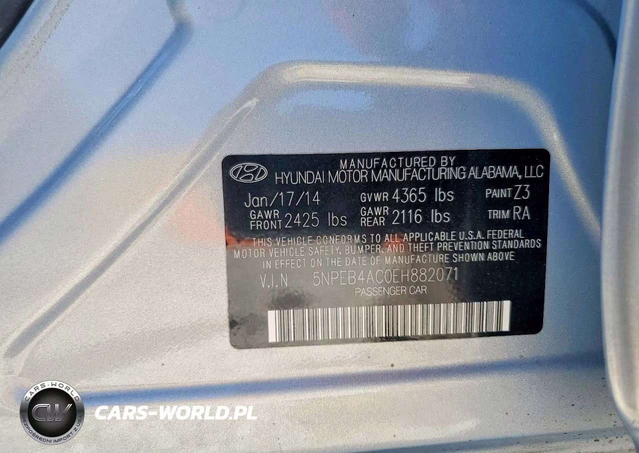 2014 Hyundai Sonata Gls VIN:5NPEB4AC0EH882071 - 12