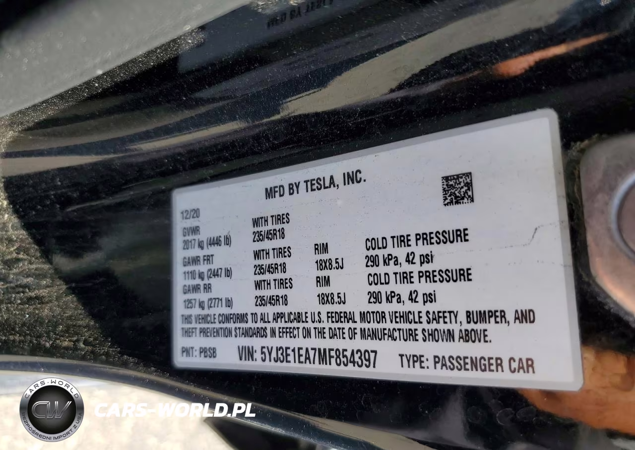 2021 Tesla Model 3 VIN:5YJ3E1EA7MF854397 - 12
