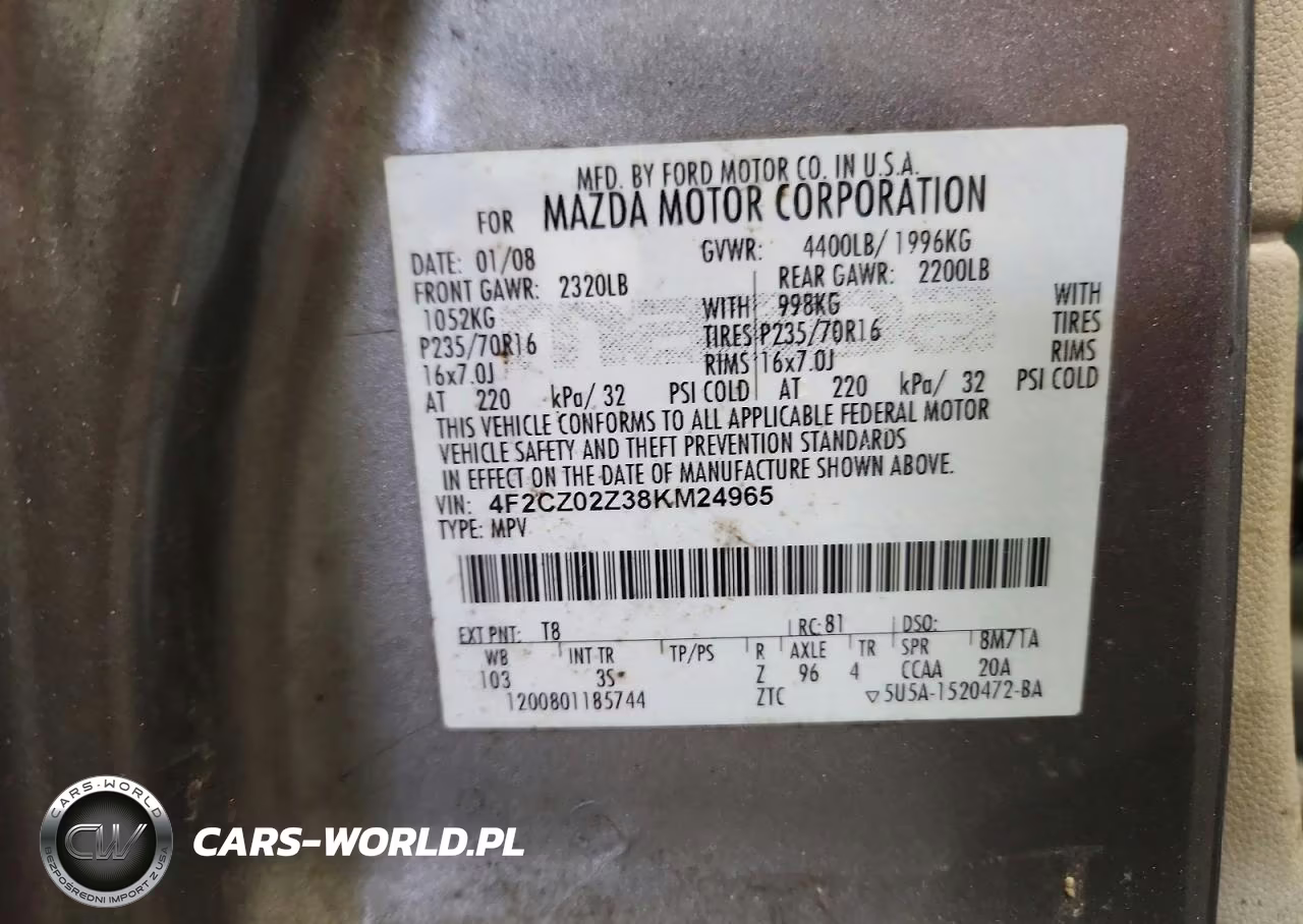 2008 Mazda Tribute I VIN:4F2CZ02Z38KM24965 - 13