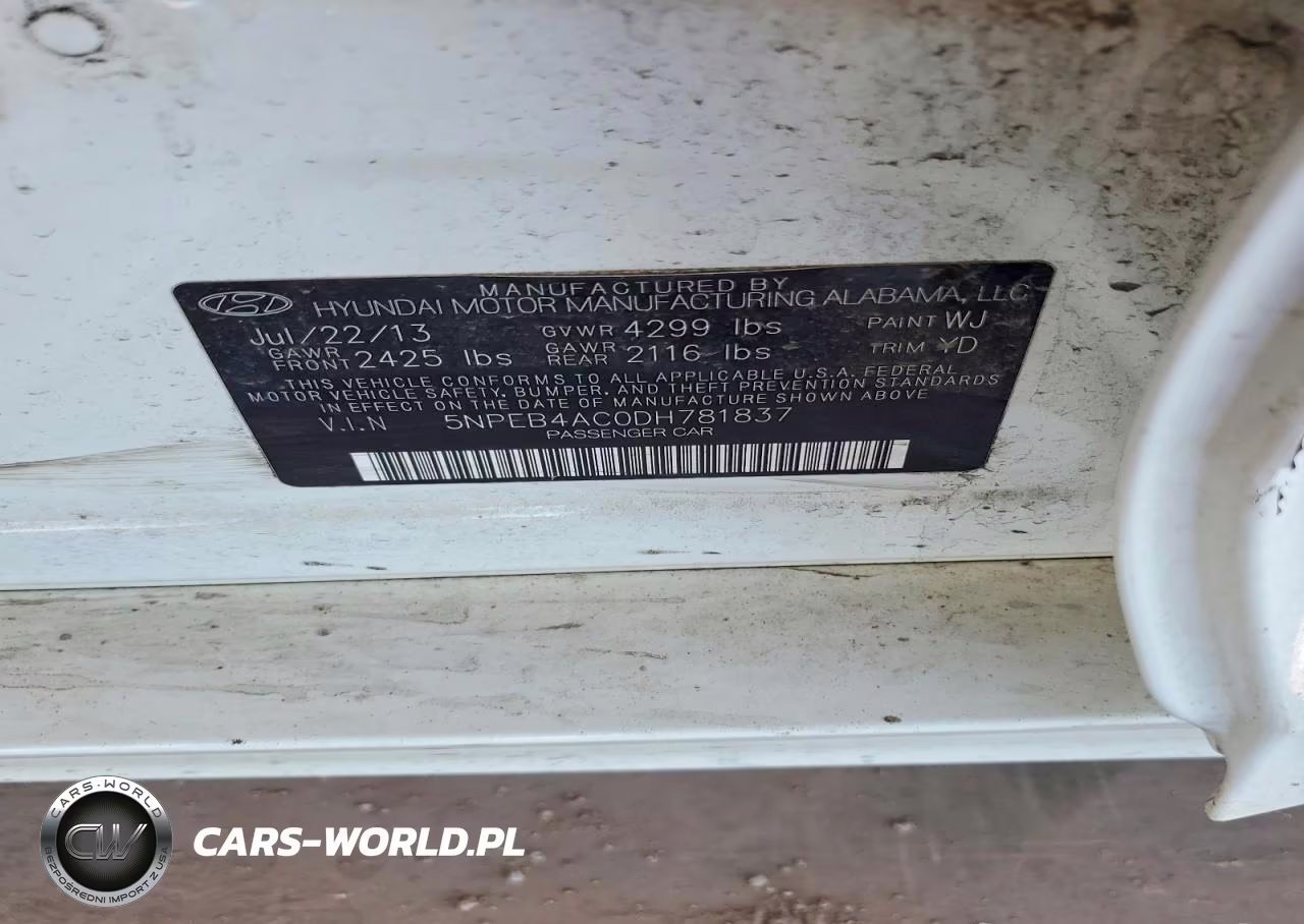 2013 Hyundai Sonata Gls VIN:5NPEB4AC0DH781837 - 12