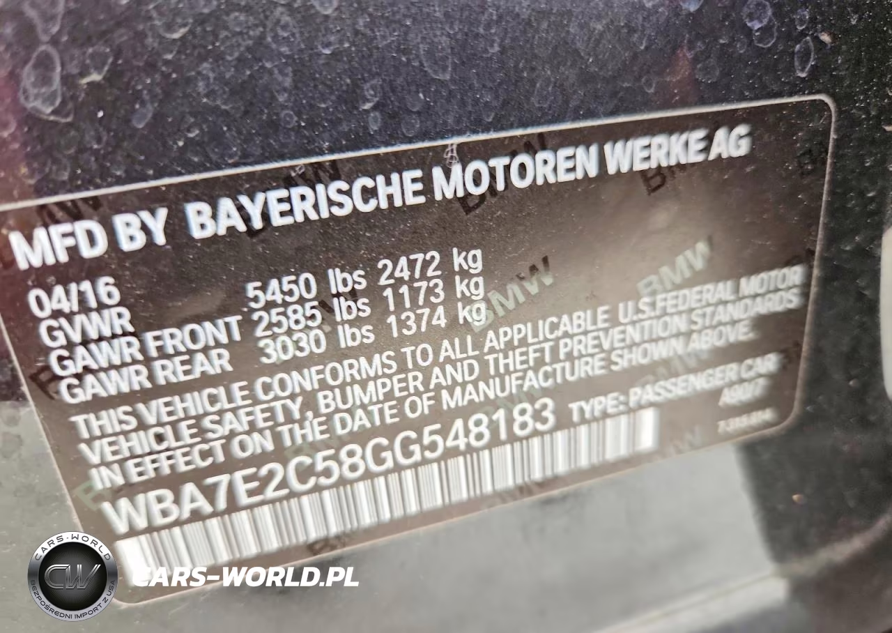 2016 BMW 740 I VIN:WBA7E2C58GG548183 - 12
