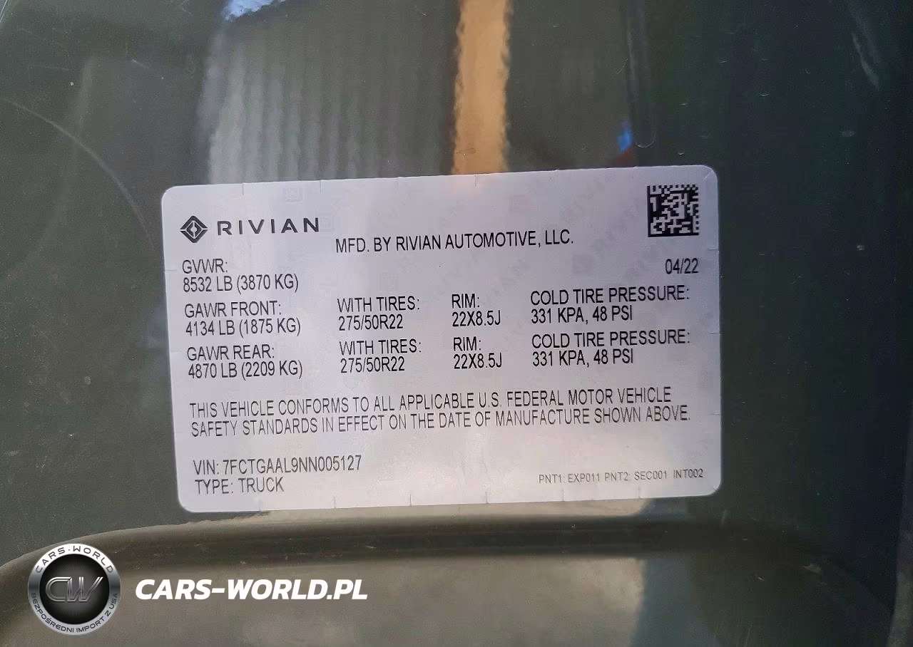 2022 Rivian R1T Launch Edition VIN:7FCTGAAL9NN005127 - 12