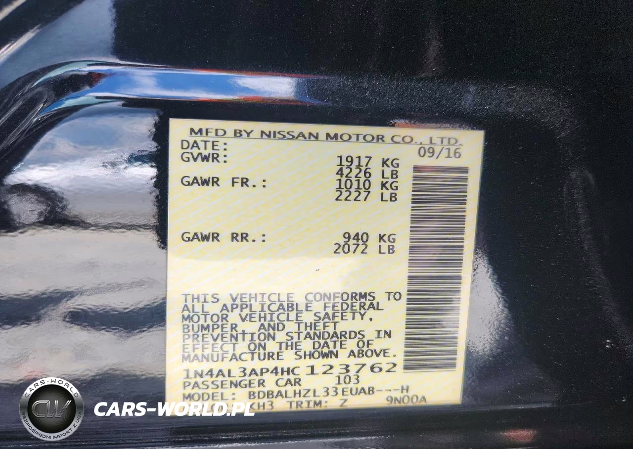 2017 Nissan Altima 2.5 Sr VIN:1N4AL3AP4HC123762 - 12