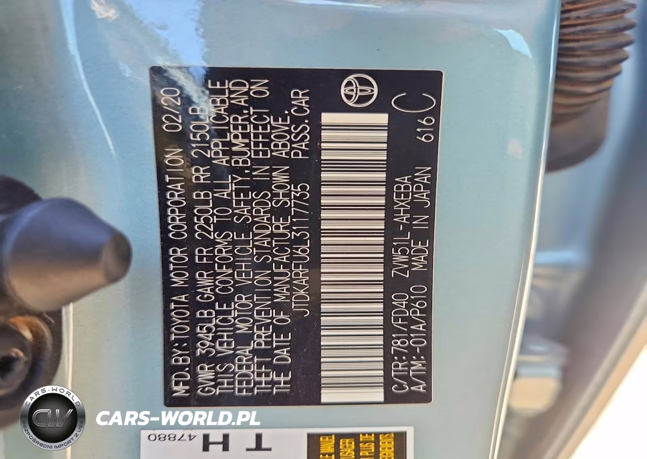 2020 Toyota Prius Le VIN:JTDKARFU6L3117735 - 12