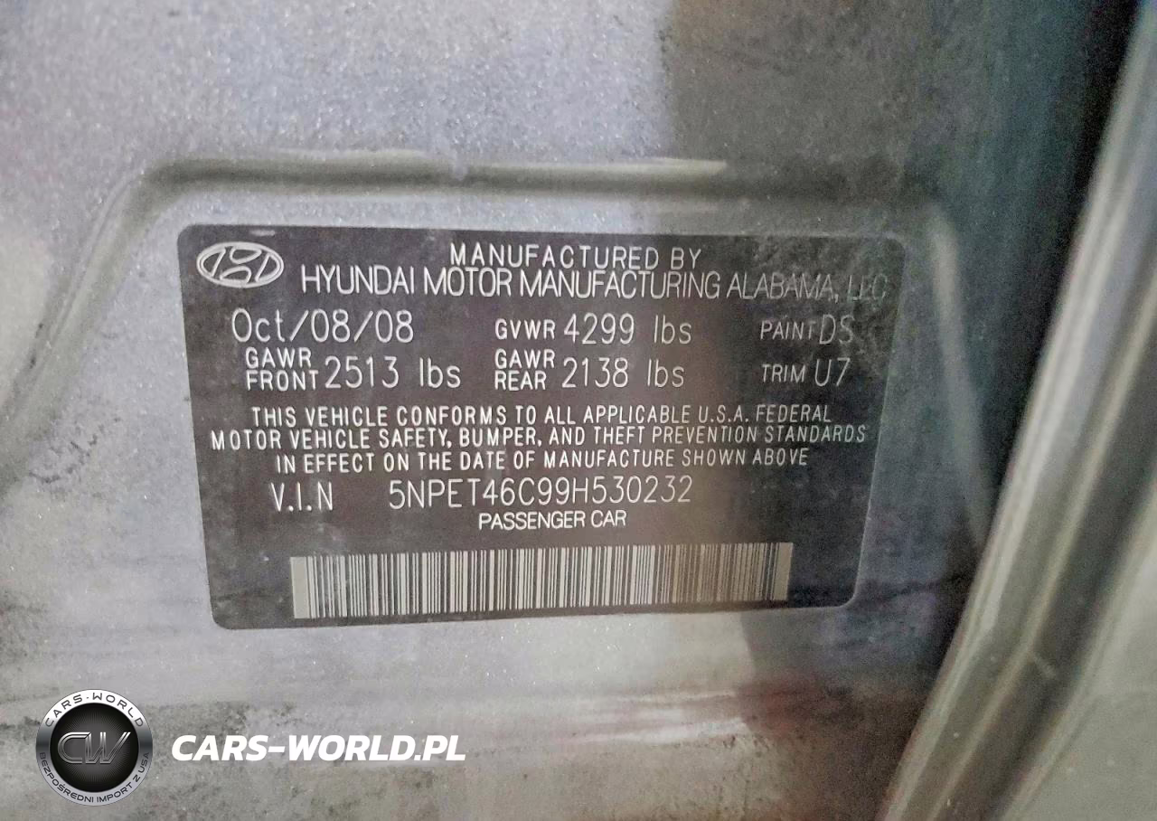 2009 Hyundai Sonata Gls VIN:5NPET46C99H530232 - 12