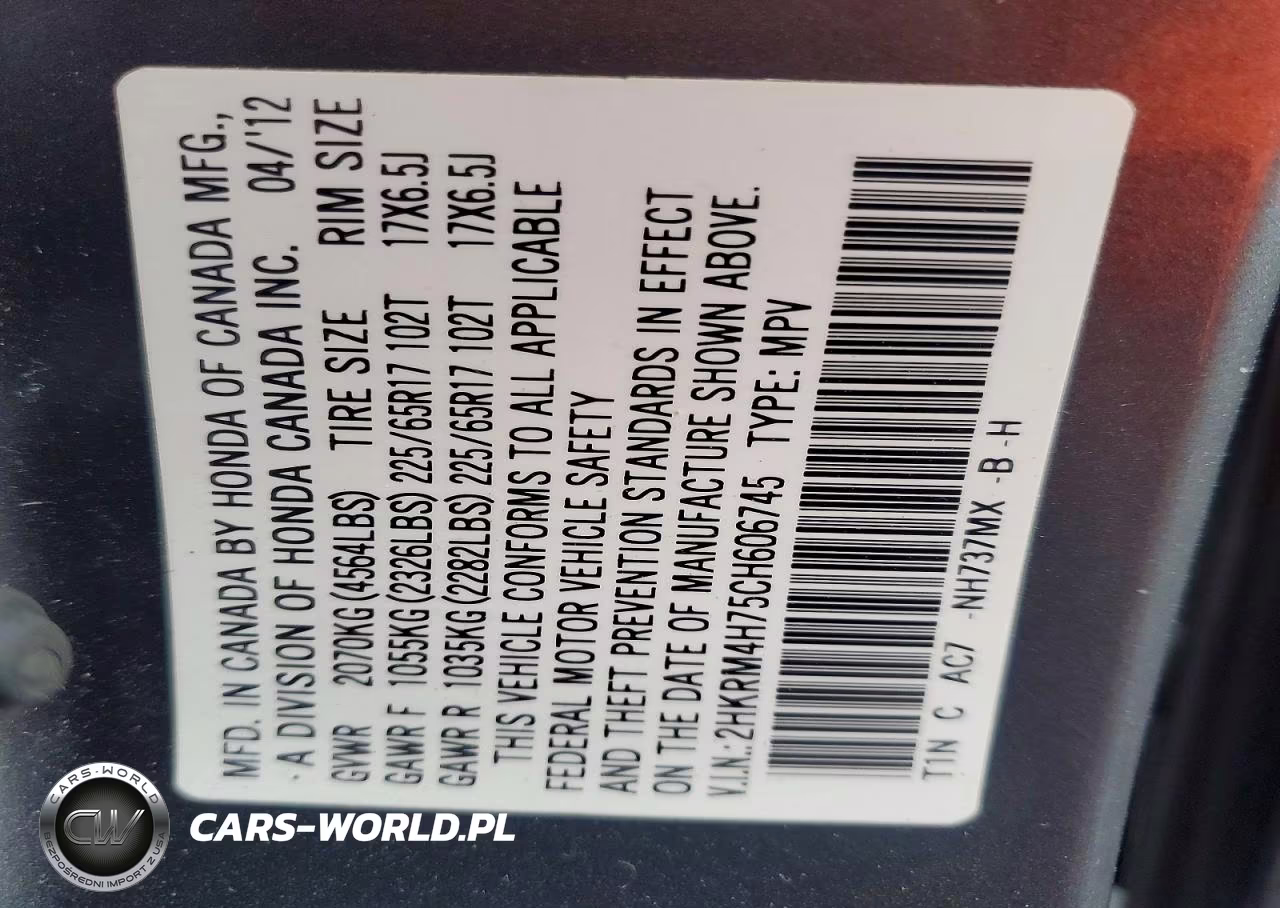 2012 Honda Cr-V Exl VIN:2HKRM4H75CH606745 - 13