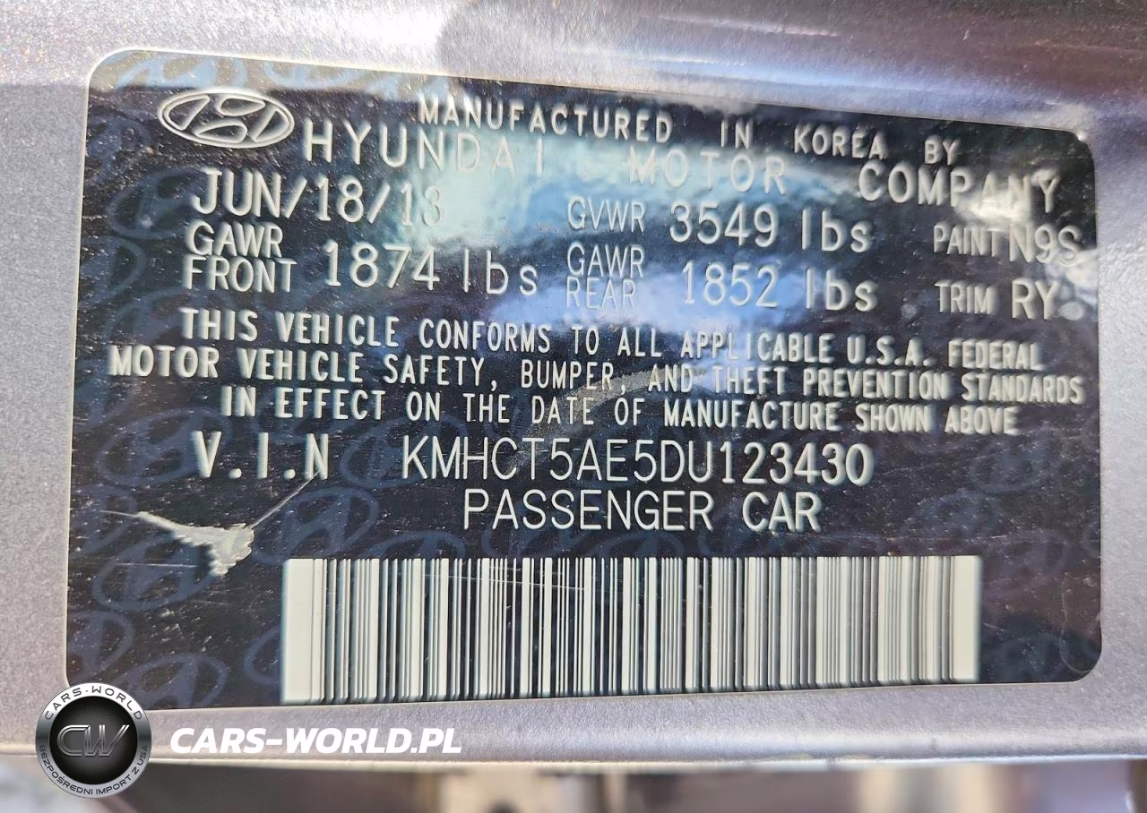 2013 Hyundai Accent Gs VIN:KMHCT5AE5DU123430 - 13