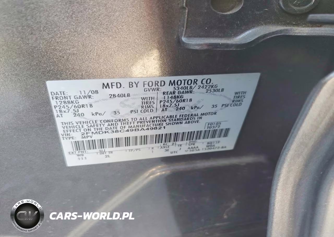 2009 Ford Edge Sel VIN:2FMDK38C49BA49821 - 13