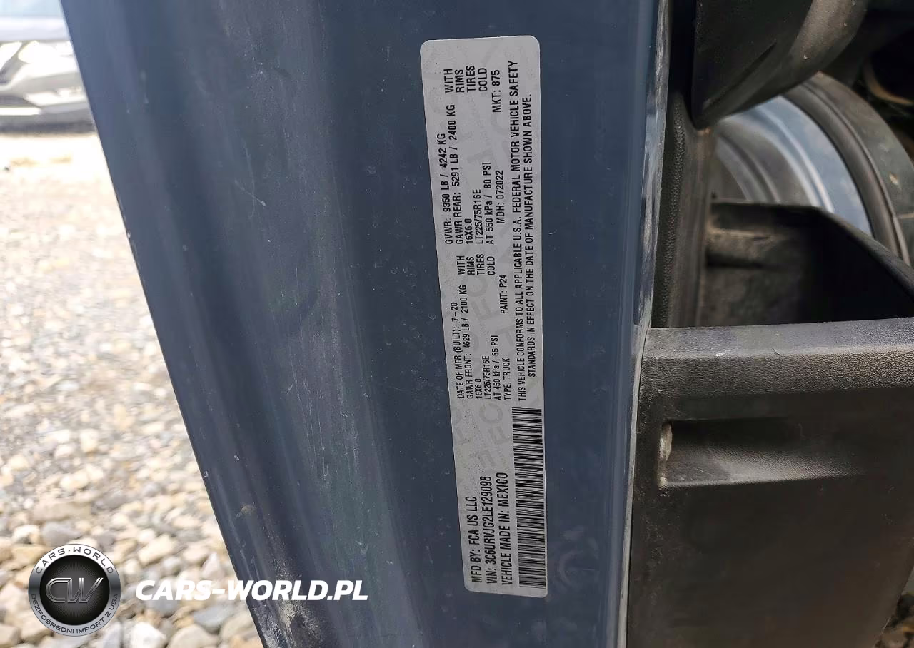 2020 Ram Promaster 3500 Delivery Van VIN:3C6URVJG2LE129098 - 13