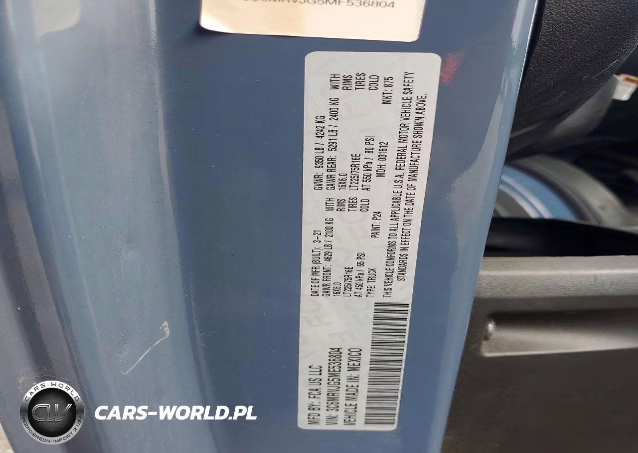 2021 Ram Promaster 3500 Delivery Van VIN:3C6MRVJG5ME536804 - 13