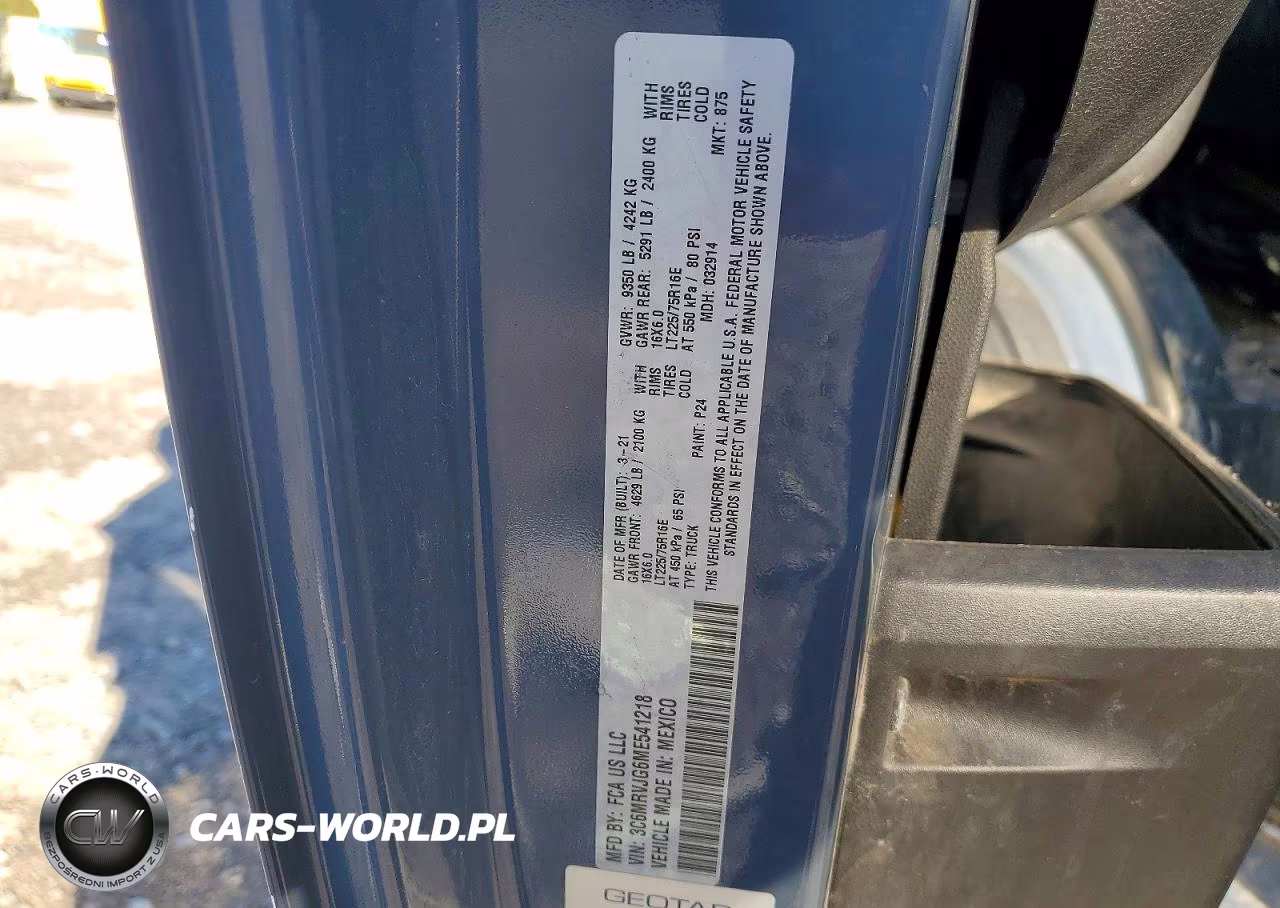 2021 Ram Promaster 3500 Delivery Van VIN:3C6MRVJG6ME541218 - 13