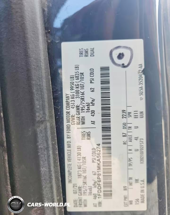 2021 Ford Transit T-350 Hd Delivery Truck VIN:1FDDF6P81MKA56274 - 12