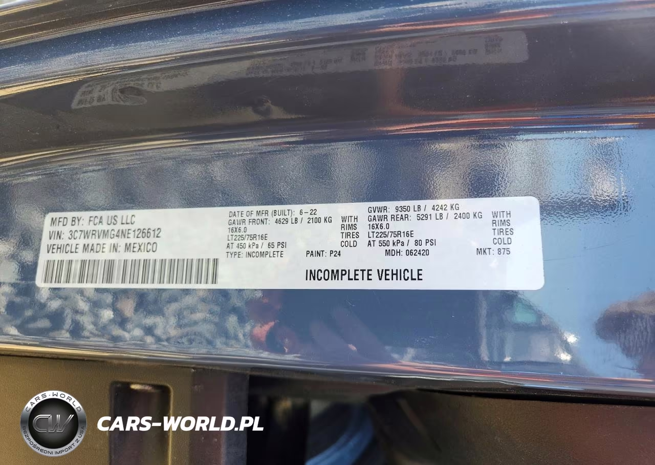 2022 Ram Promaster 3500 Delivery Truck VIN:3C7WRVMG4NE126612 - 13