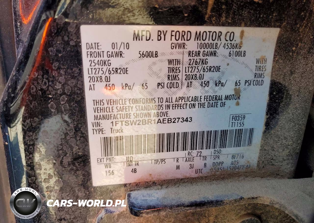 2010 Ford F250 Super Duty VIN:1FTSW2BR1AEB27343 - 12