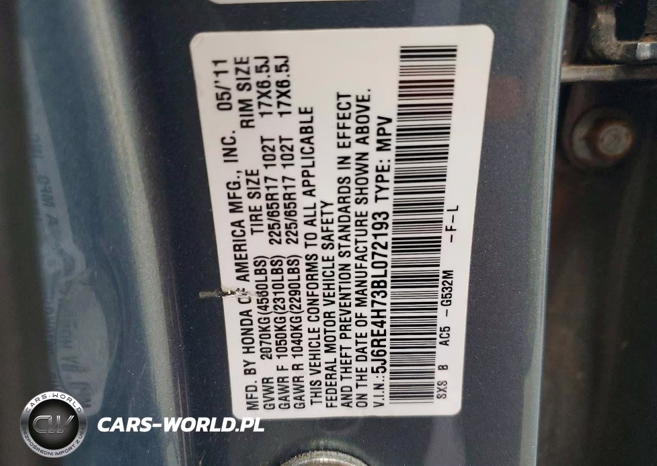 2011 Honda Cr-V Exl VIN:5J6RE4H73BL072193 - 13