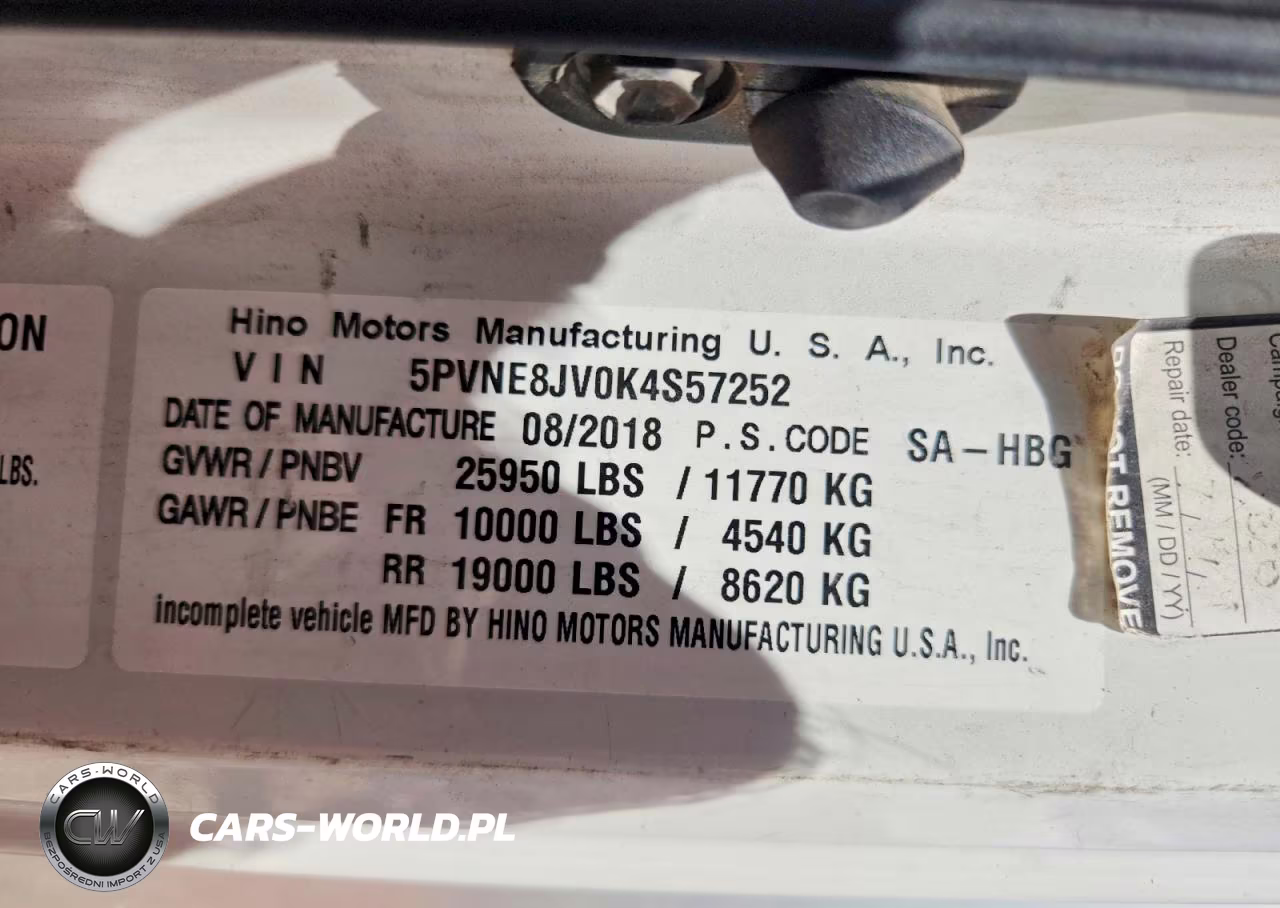 2019 Hino 258-268 Box Truck VIN:5PVNE8JV0K4S57252 - 12