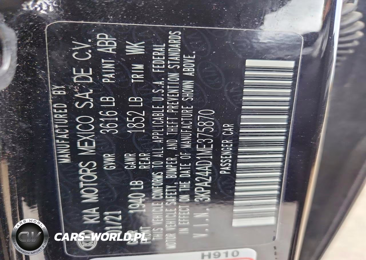 2021 Kia Rio S VIN:3KPA24AD1ME375870 - 13