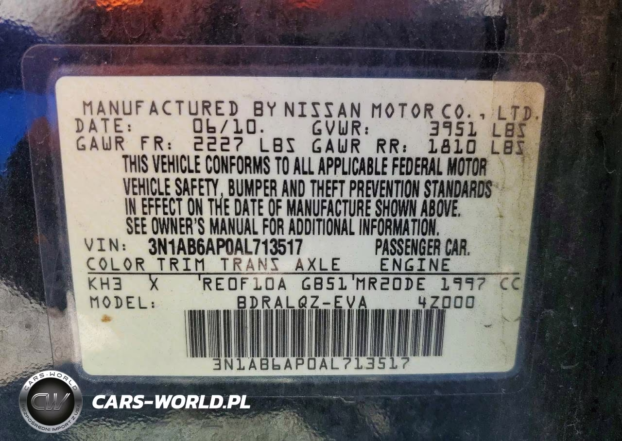 2010 Nissan Sentra 2.0 VIN:3N1AB6AP0AL713517 - 12