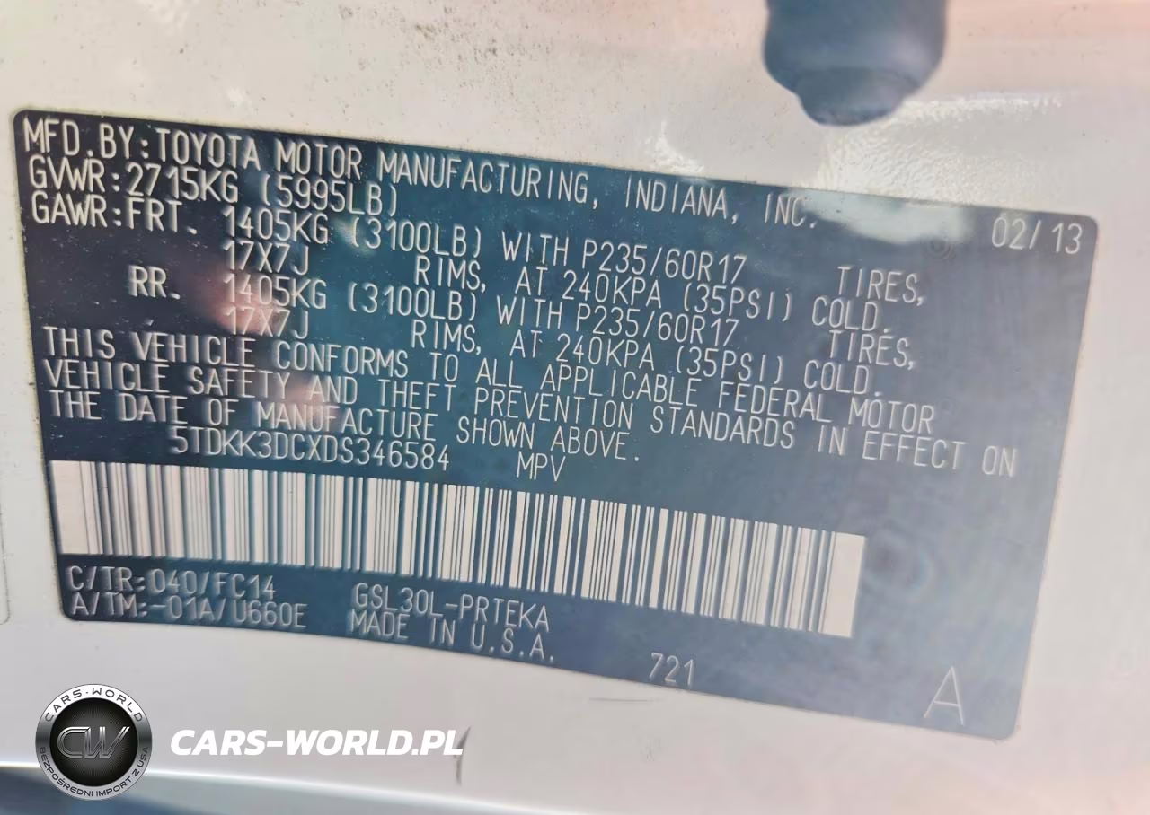 2013 Toyota Sienna Le VIN:5TDKK3DCXDS346584 - 13