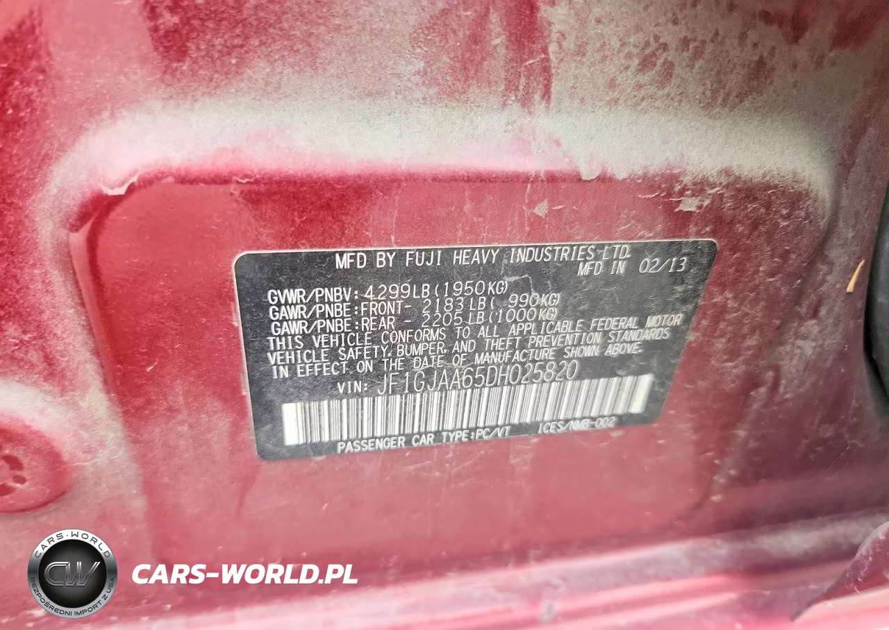 2013 Subaru Impreza VIN:JF1GJAA65DH025820 - 12