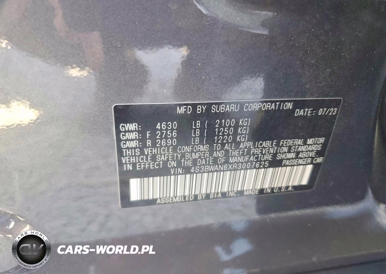 2024 Subaru Legacy Limited VIN:4S3BWAN6XR3007625 - 12