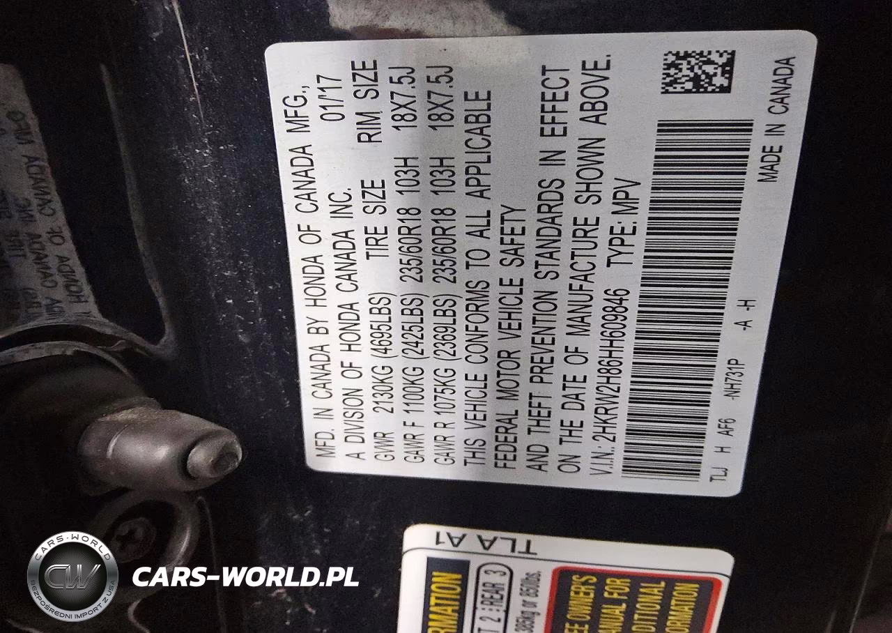2017 Honda Cr-V Exl VIN:2HKRW2H86HH609846 - 12