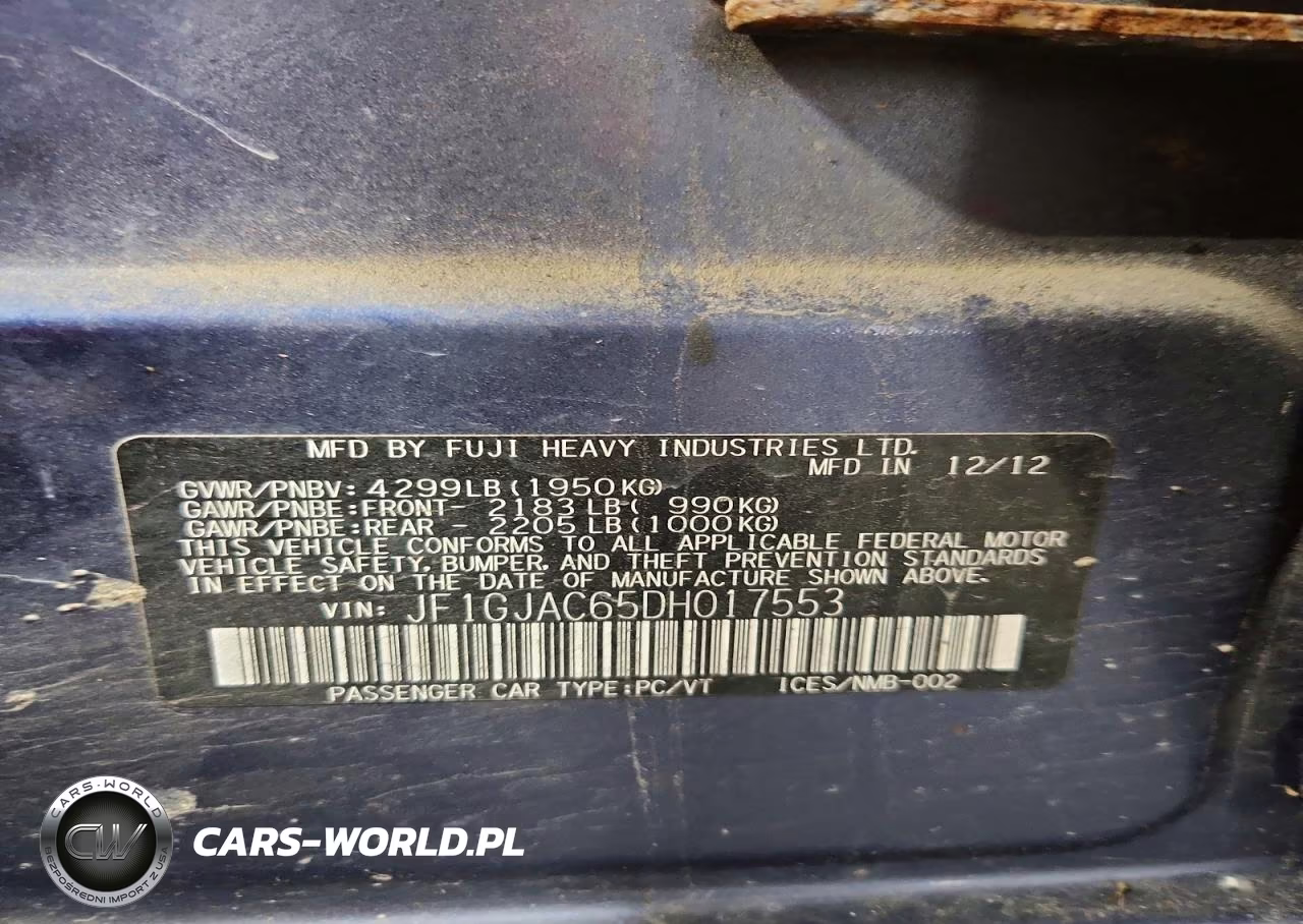 2013 Subaru Impreza Premium VIN:JF1GJAC65DH017553 - 12