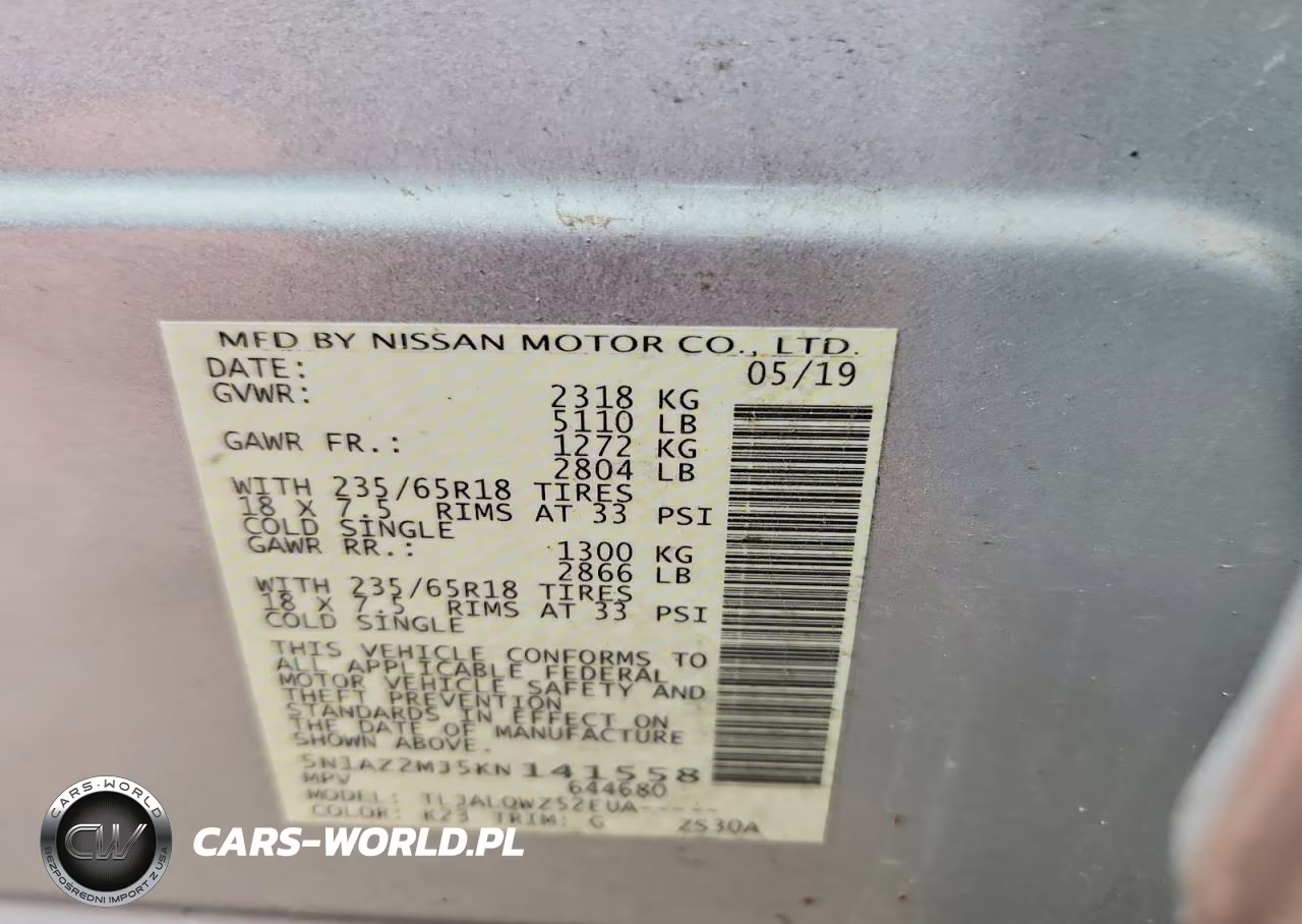 2019 Nissan Murano Sv VIN:5N1AZ2MJ5KN141558 - 14