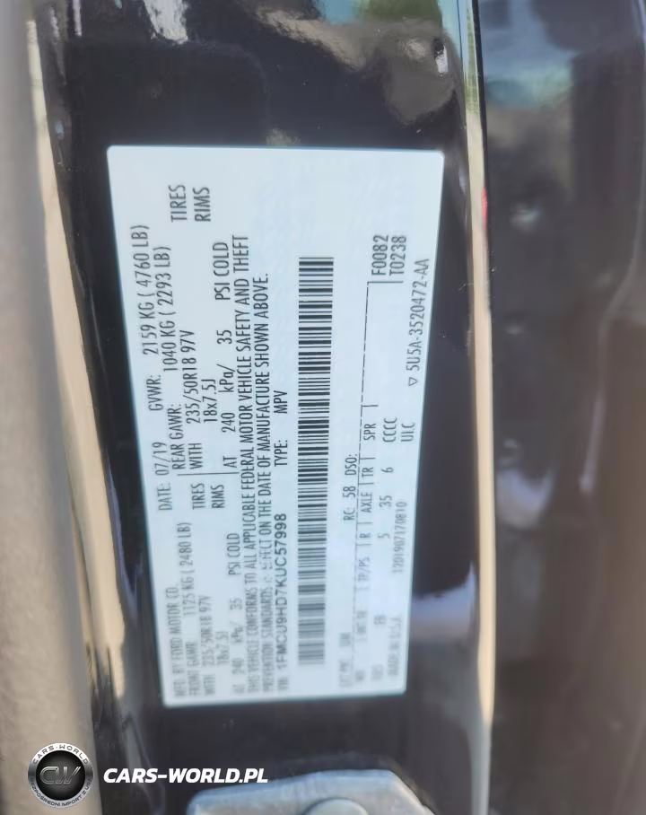 FORD ESCAPE SEL VIN:1FMCU9HD7KUC57998 - 13