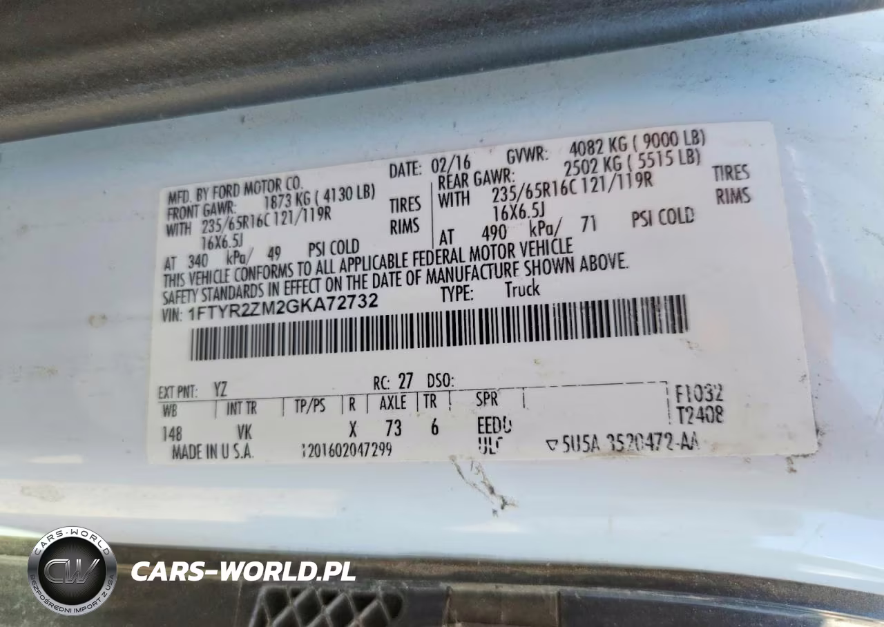 2016 Ford Transit T-250 VIN:1FTYR2ZM2GKA72732 - 13