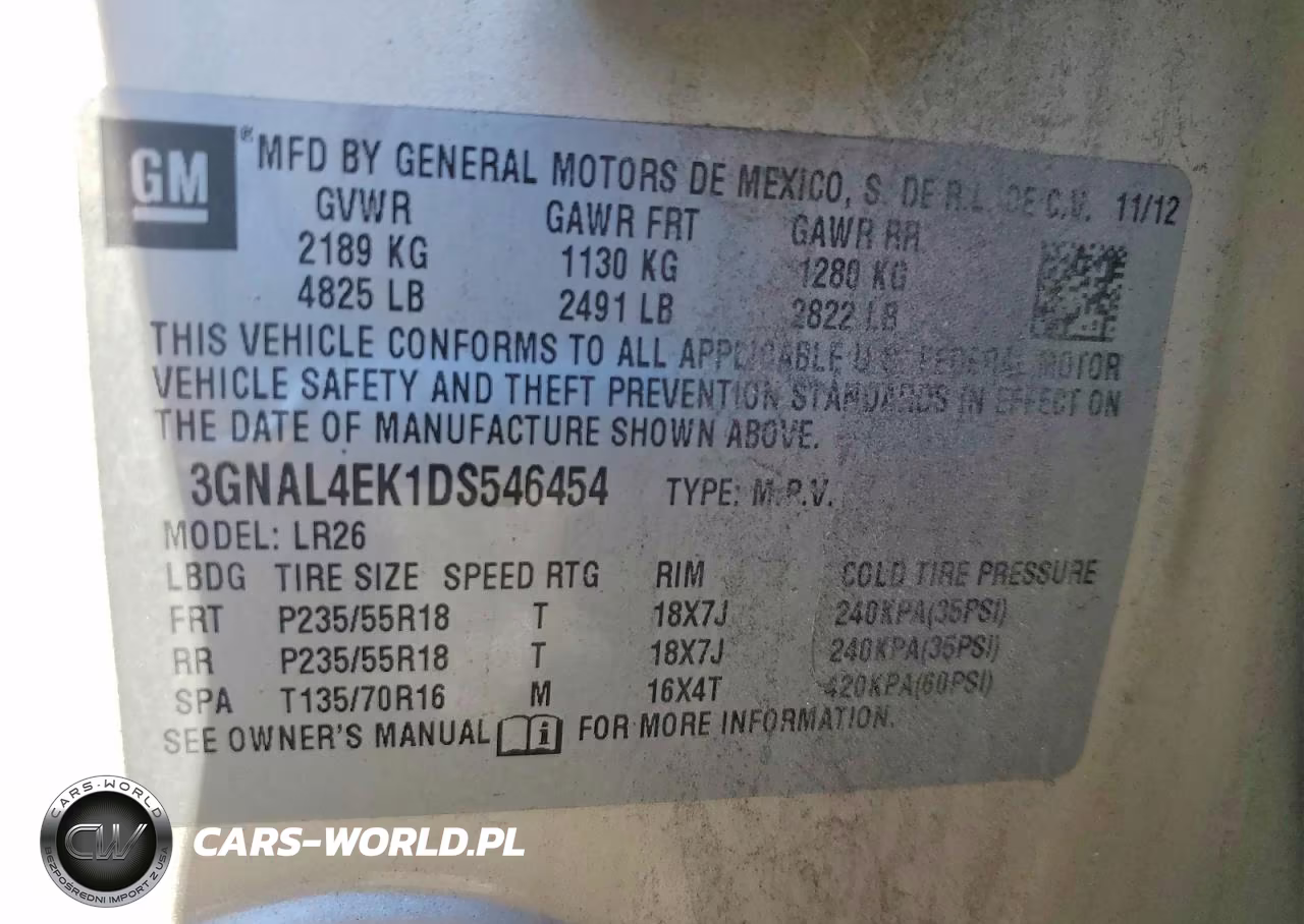 2013 Chevrolet Captiva Ltz VIN:3GNAL4EK1DS546454 - 13