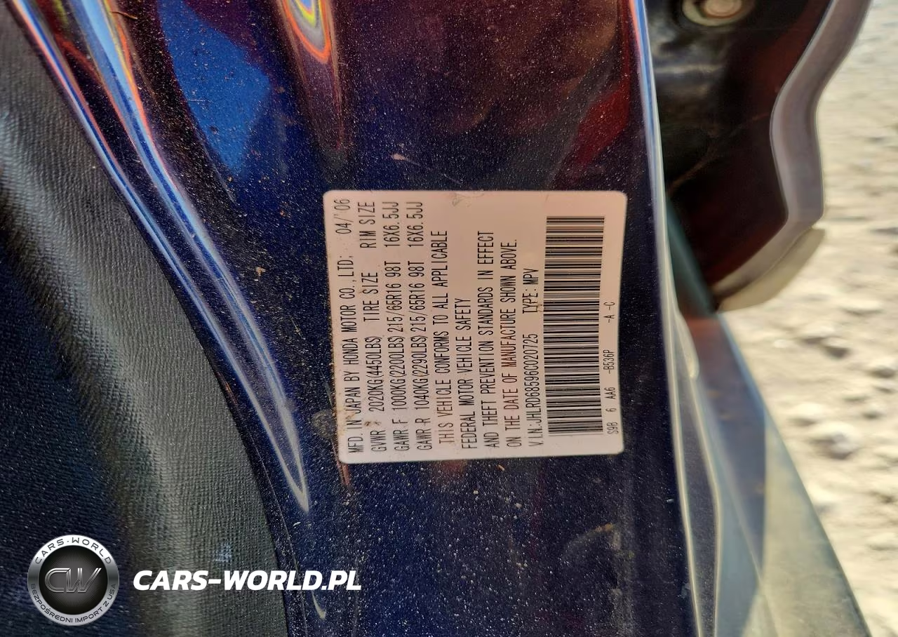 2006 Honda Cr-V Lx VIN:JHLRD68596C020725 - 13